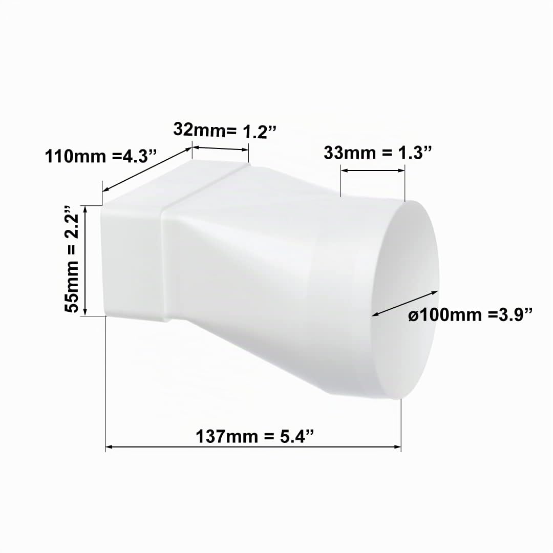 europlast-adapter-100mm-auf-55x110-flachkanal-rundrohr-wei image 2