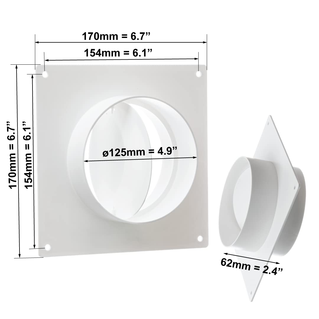 europlast-wandflansch-125-mm-mit-r-ckstauklappe-wei image 2